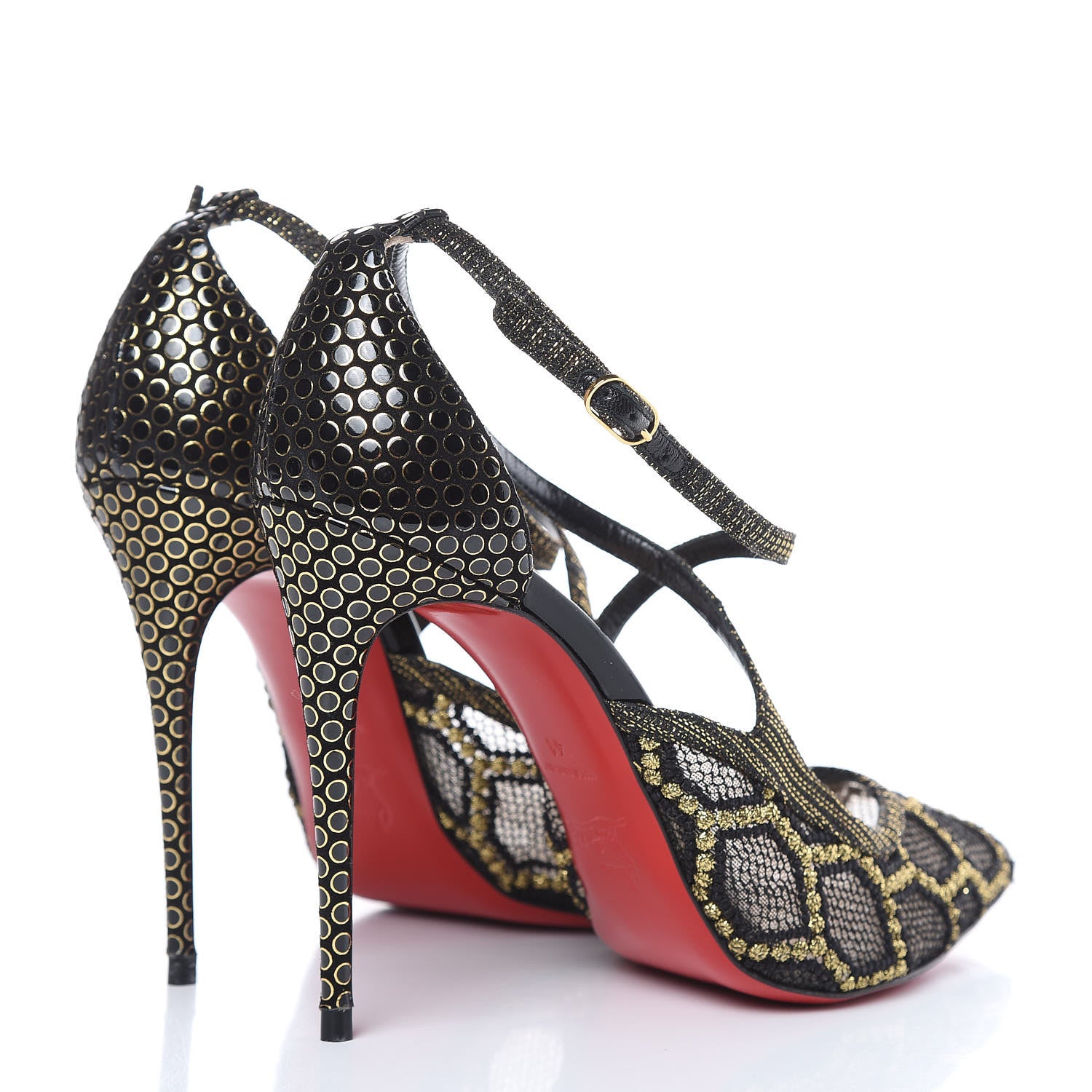 Christian Louboutin Lace Twistissima 100 Pumps 41 Black Gold 4 of 11
