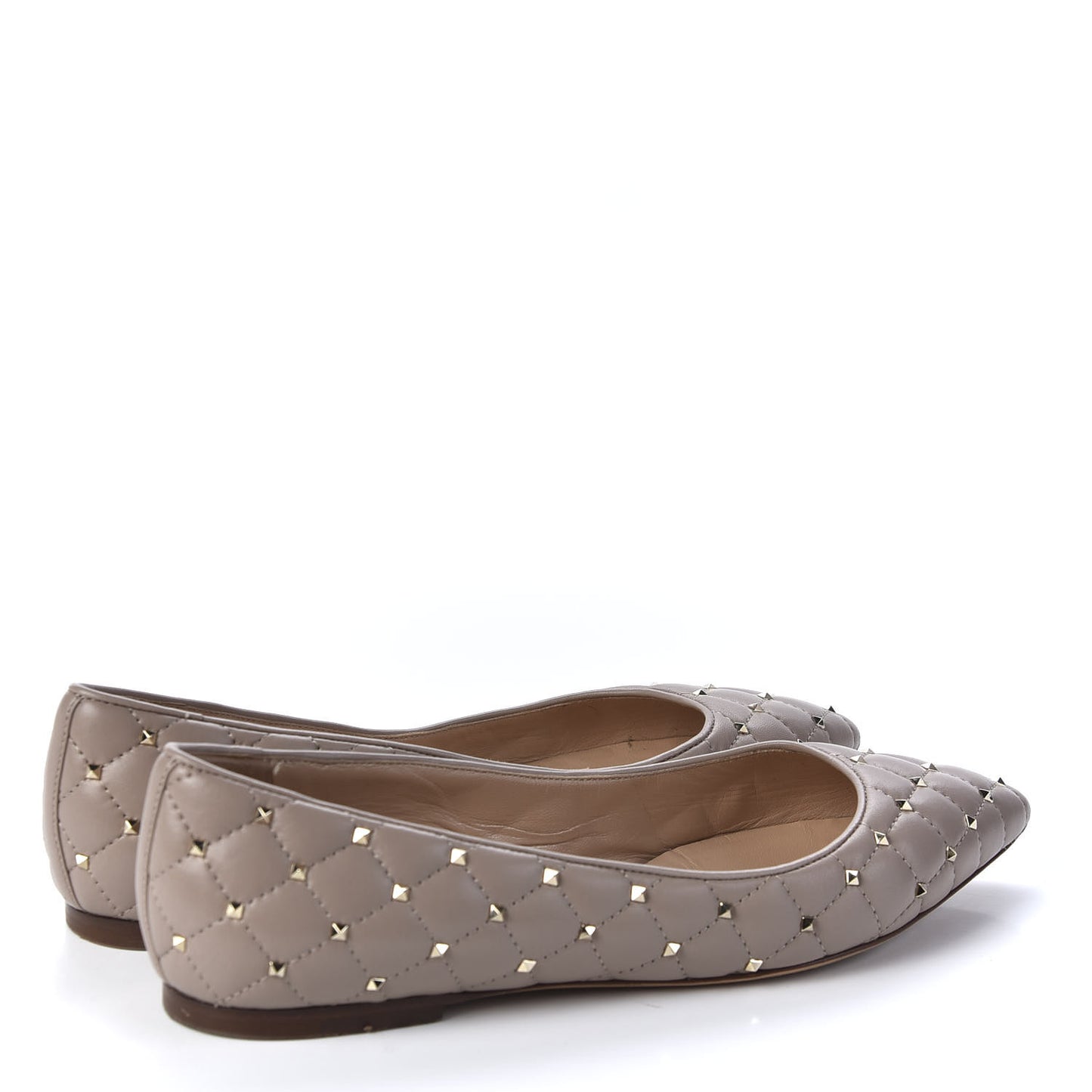 Nappa Rockstud Spike Ballerina Flats 38 Poudre
