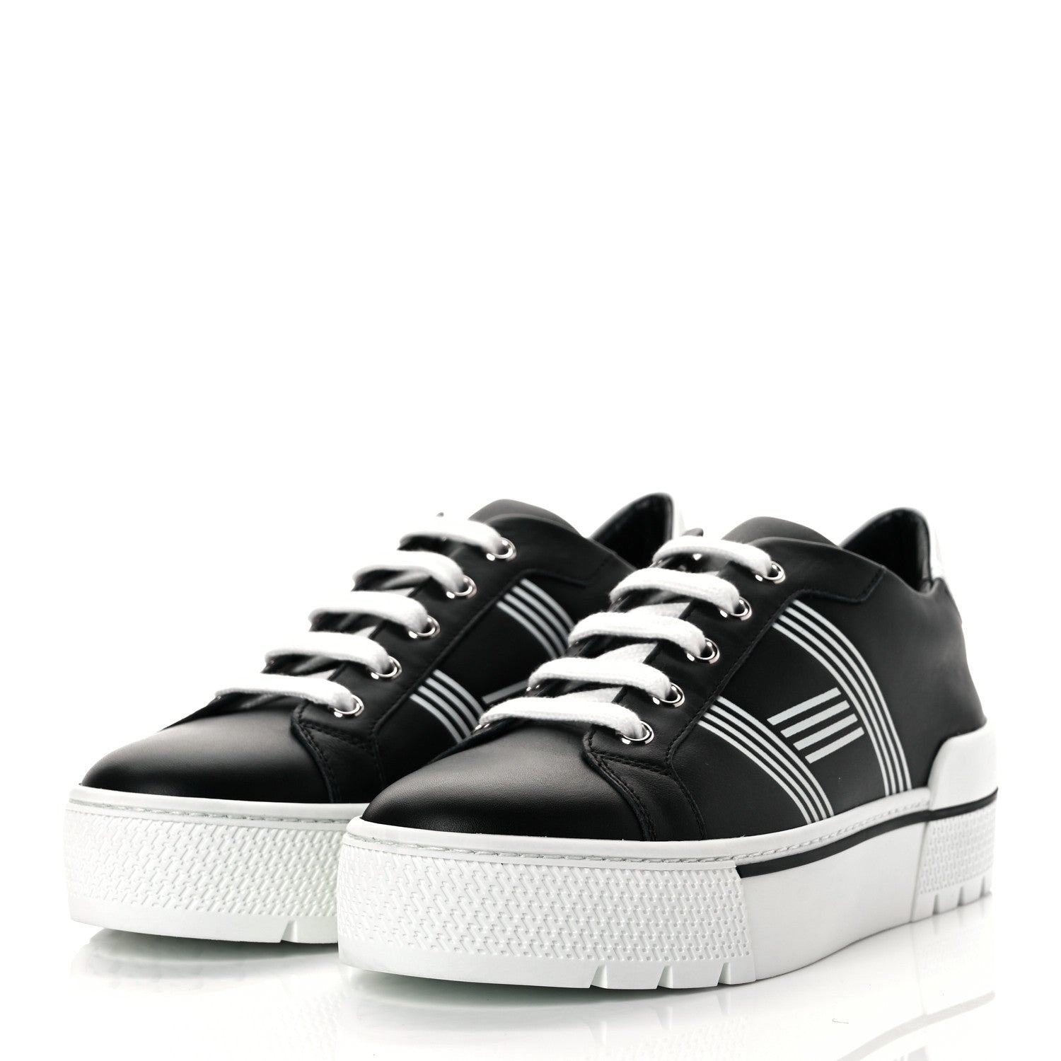 Hermes Calfskin Womens Dare Sneakers 36.5 Black White 6 of 18