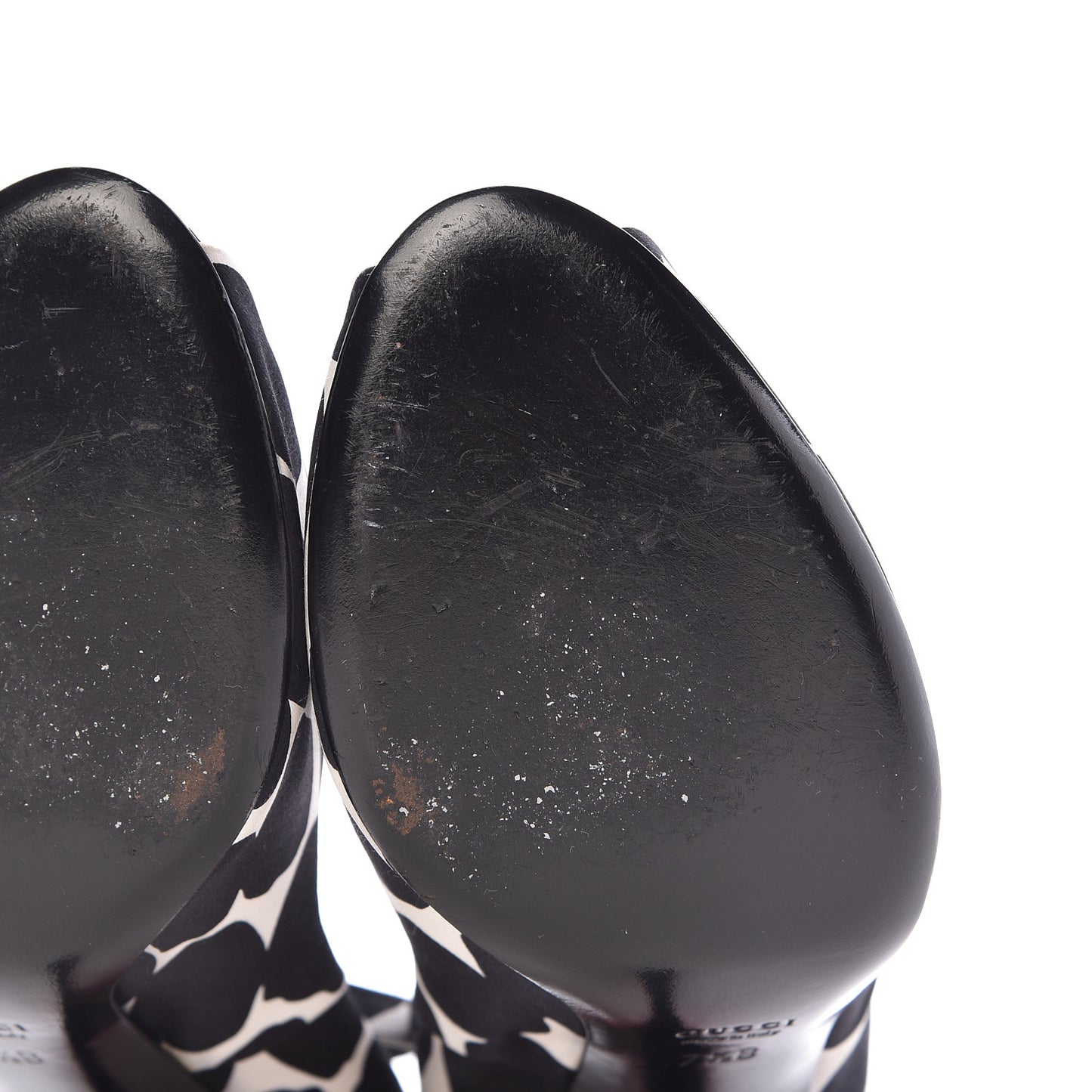 Satin Animal Print Peep Toe Pumps 7.5 Black