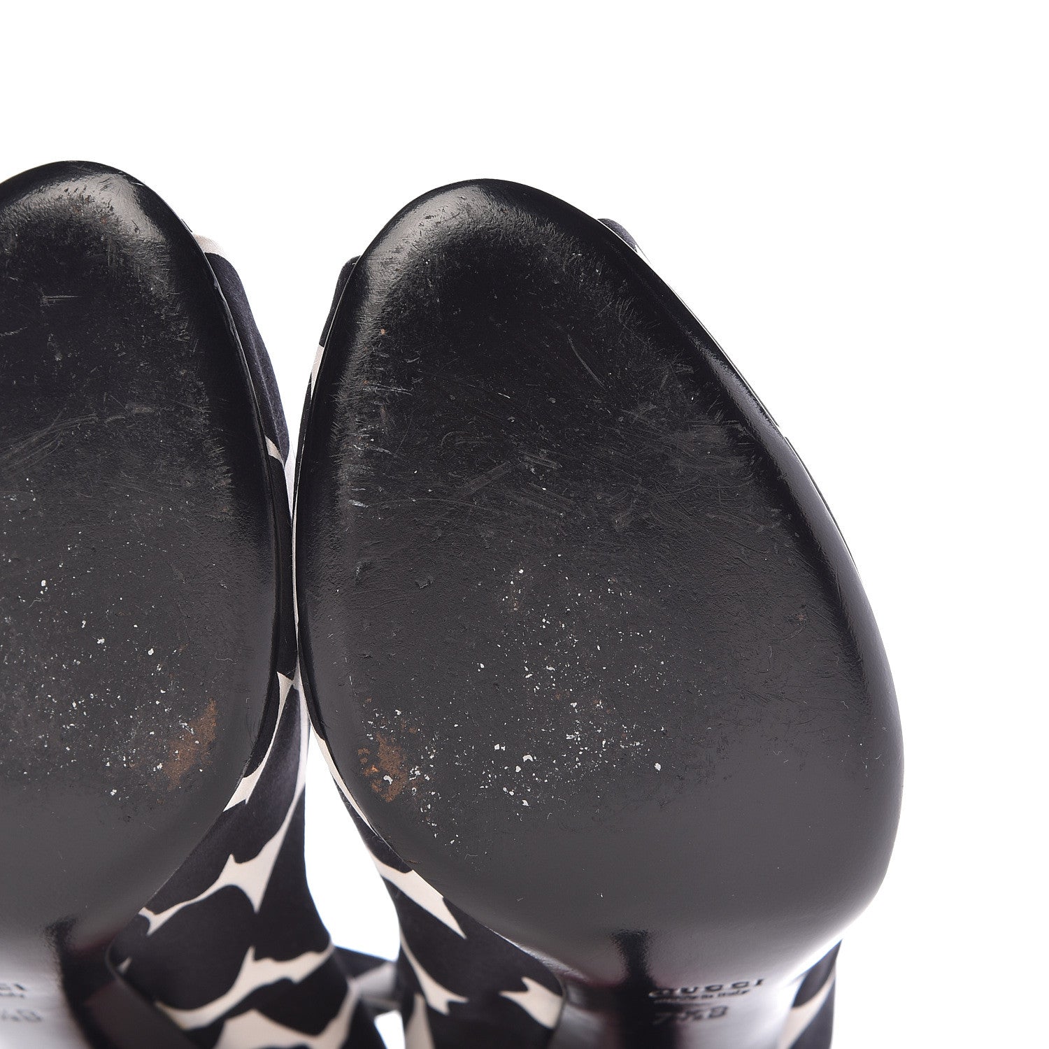 Gucci Satin Animal Print Peep Toe Pumps 7.5 Black 9 of 18