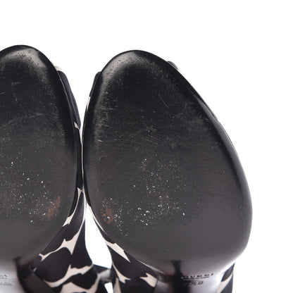 Gucci Satin Animal Print Peep Toe Pumps 7.5 Black 9 of 18