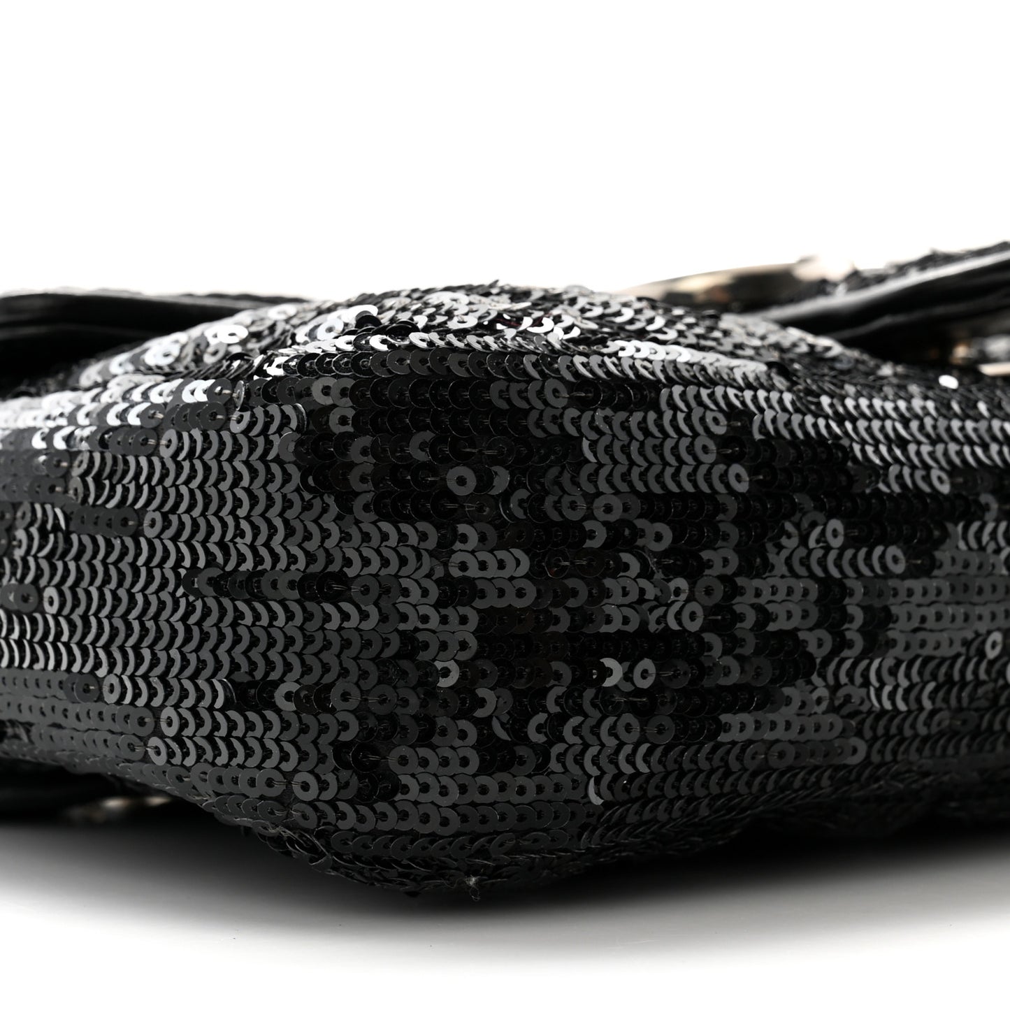 Sequin Matelasse Diagonal Mini GG Marmont Shoulder Bag Black