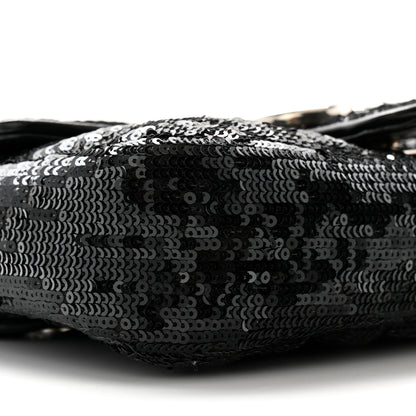 Gucci Sequin Matelasse Diagonal Mini GG Marmont Shoulder Bag Black 9 of 12