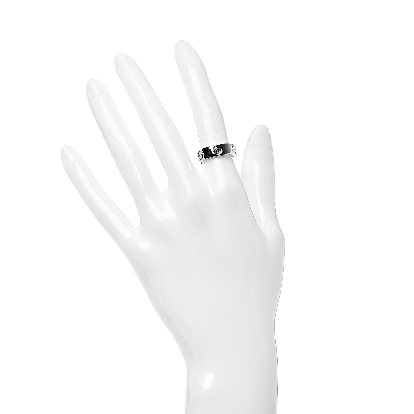 18K White Gold 3 Diamond 5.5mm LOVE Ring 49 5