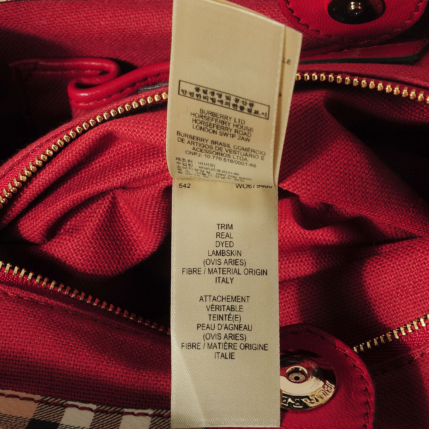 Burberry Haymarket Check Small Canterbury Tote Military Red 9 of 11