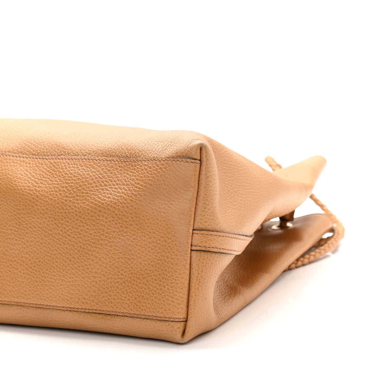 Calfskin Large Gifford Braided Handle Tote Camel
