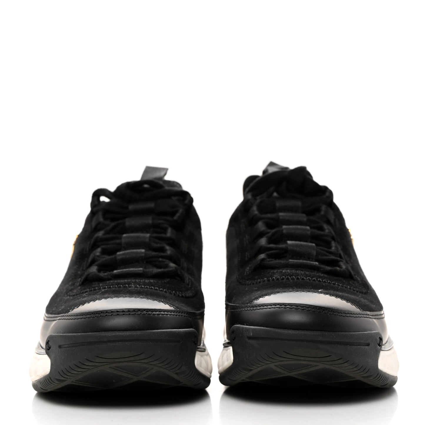 Velvet Calfskin Mixed Fibers CC Sneakers 36.5 Black