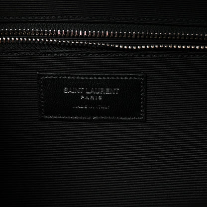 Saint Laurent Grain De Poudre Matelasse Chevron Large Monogram Satchel Black 6 of 9