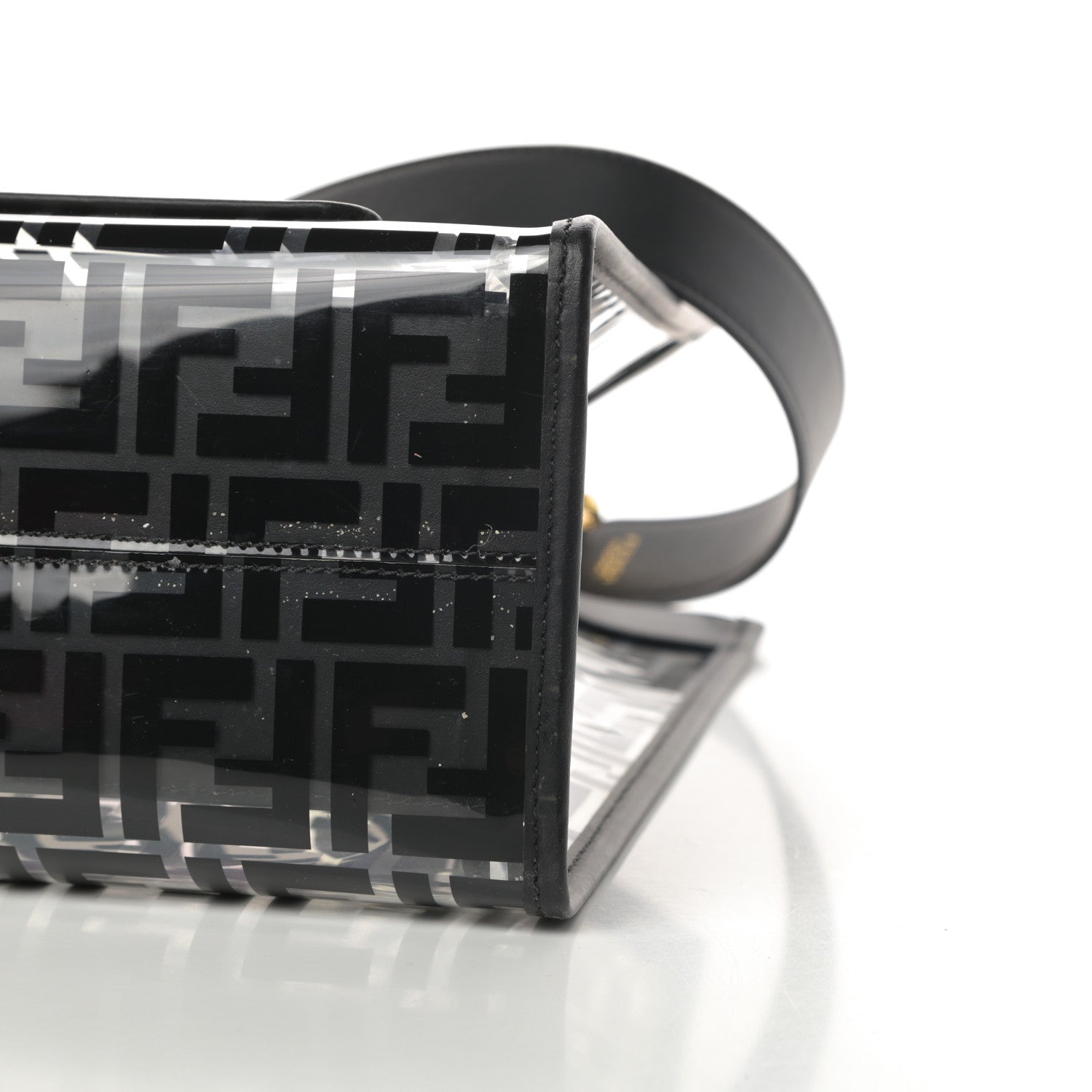 Fendi TPU FF Vitello Century Plexiglass Medium Runaway Shopper Tote Black 9 of 12