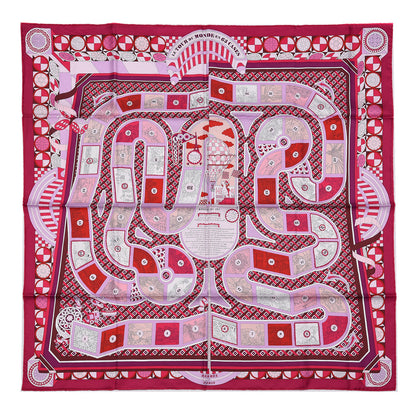 Hermes Silk Le Tour Du Monde En 63 Cases Scarf 90 Fuchsia Mauve White 1 of 10