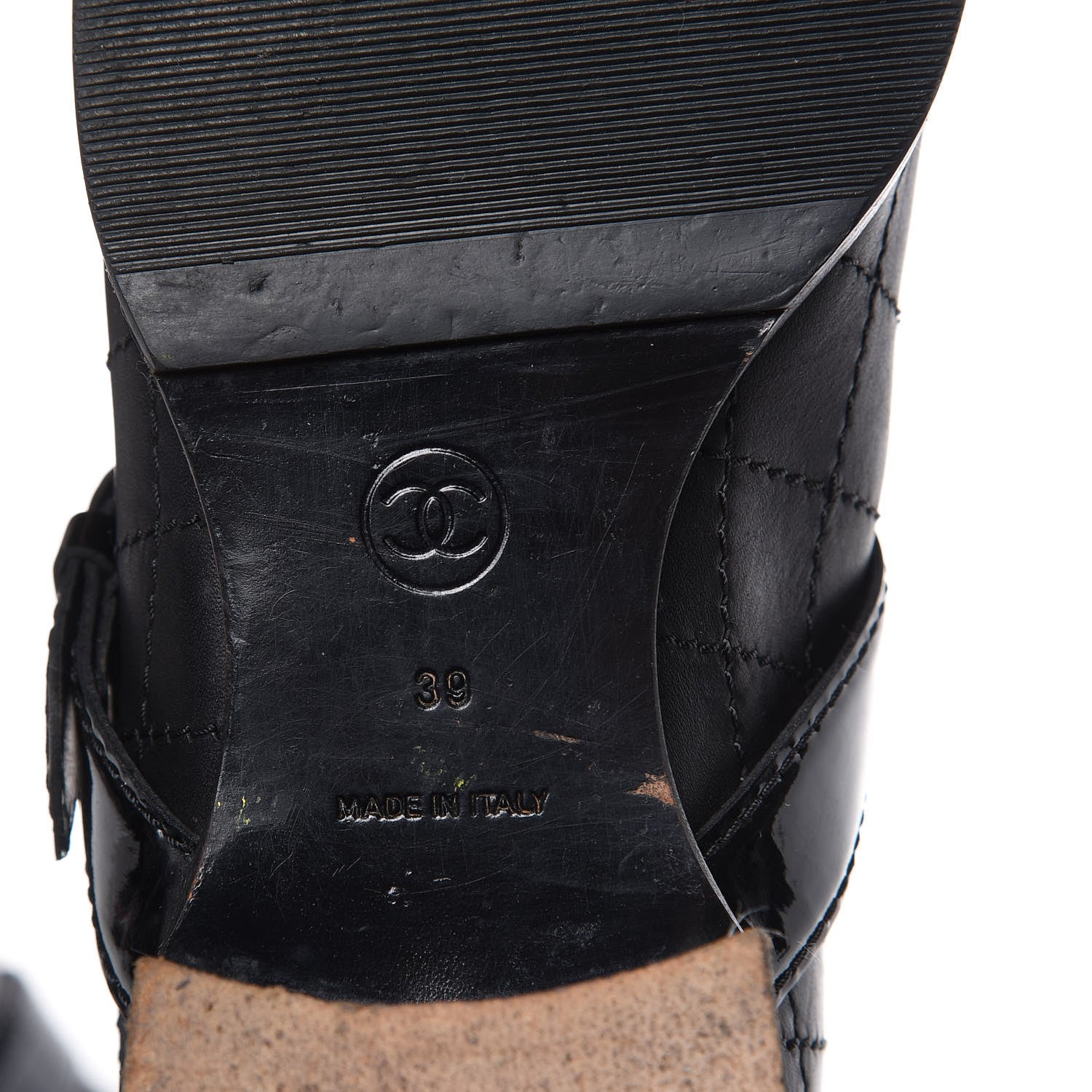 Chanel Calfskin Patent Quilted Cap Toe Boots 39 Black 7 of 9