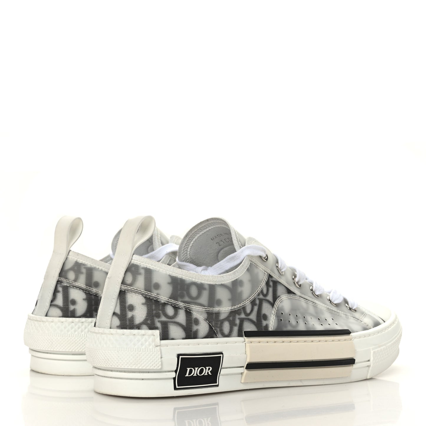 Technical Canvas Oblique Mens B23 Low Top Sneakers 43 White Black
