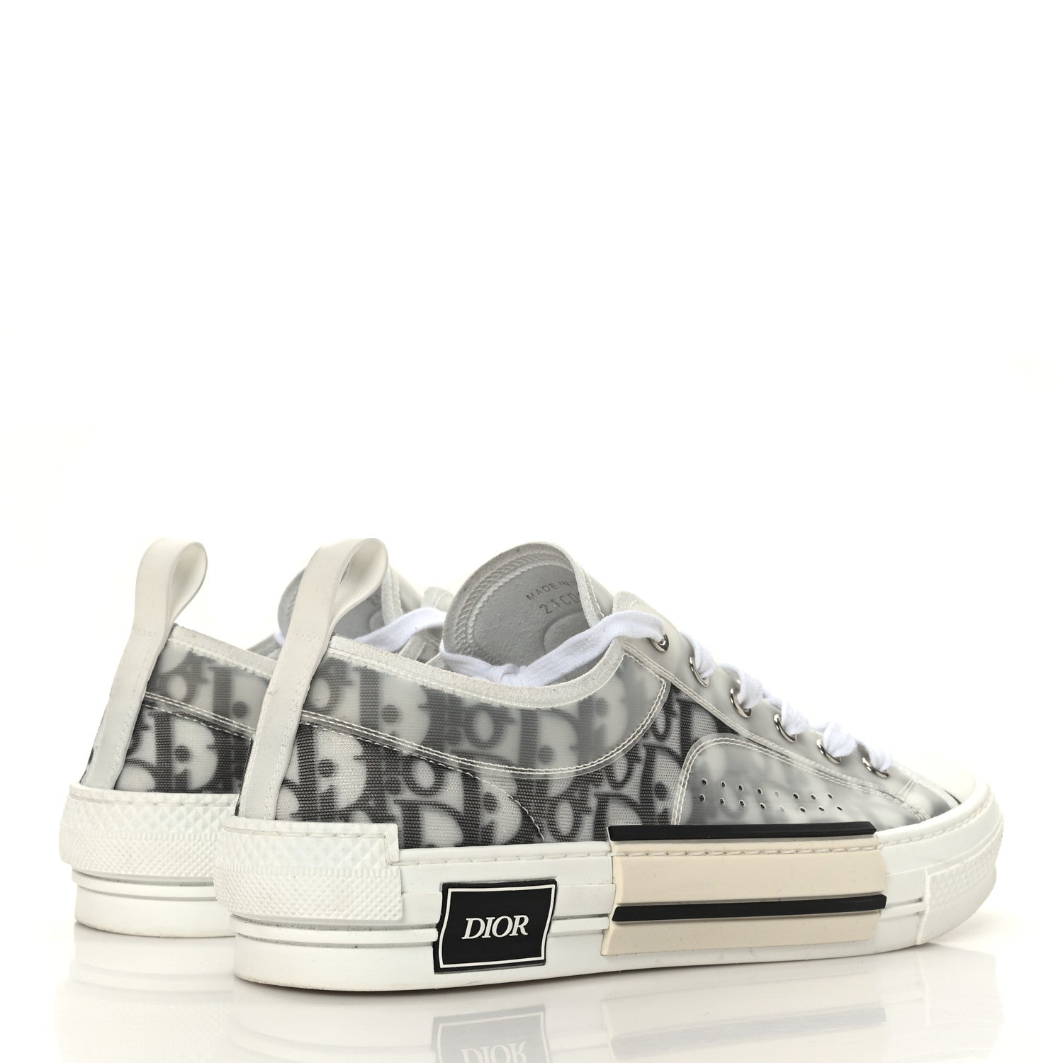 Christian Dior Technical Canvas Oblique Mens B23 Low Top Sneakers 43 White Black 4 of 7