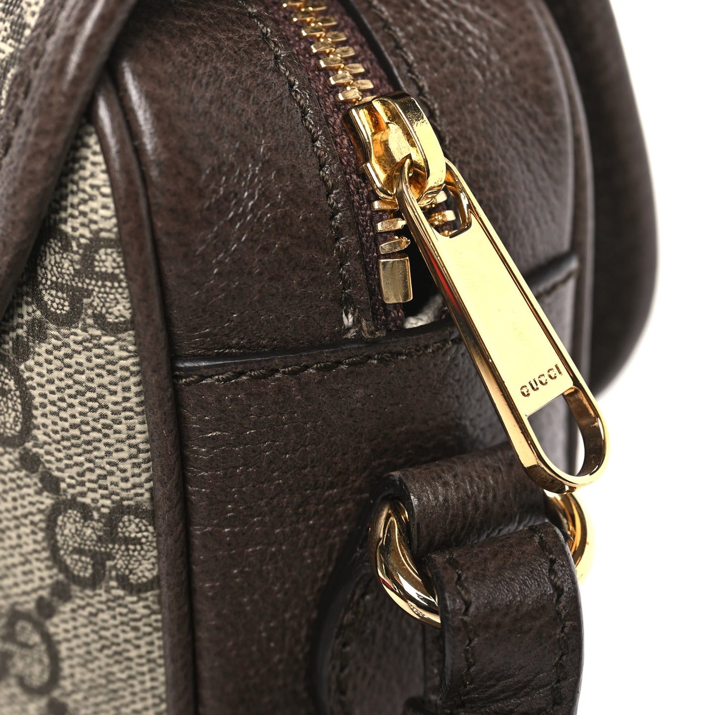 GG Supreme Monogram Textured Dollar Calfskin Web Studded Mini Ophidia Flap Shoulder Bag Beige Ebony New Acero