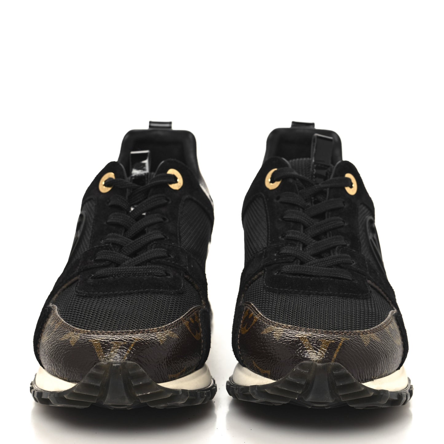 Suede Monogram Run Away Sneakers 36 Black