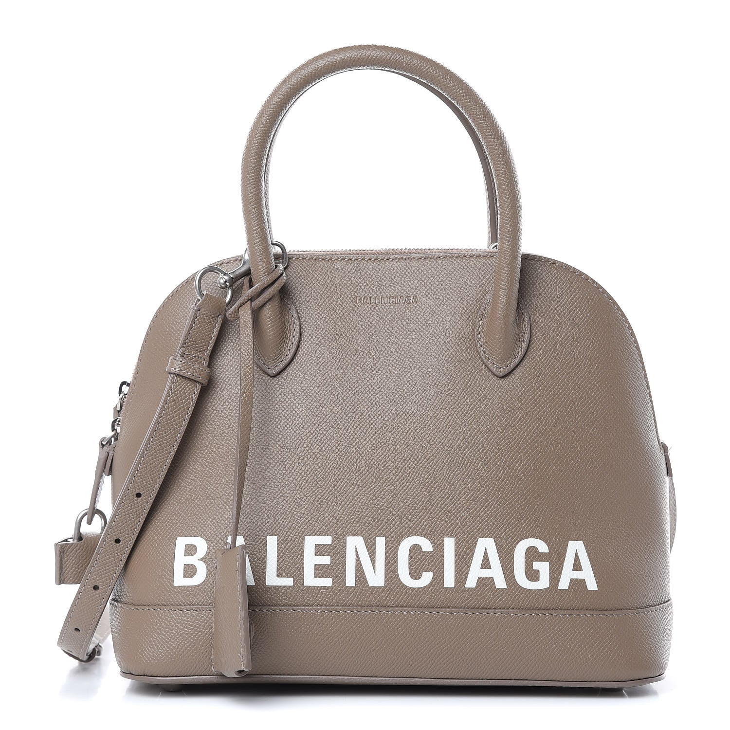 Balenciaga Signature Grained Calfskin Logo S Ville Top Handle Bag Mink Grey White 1 of 10