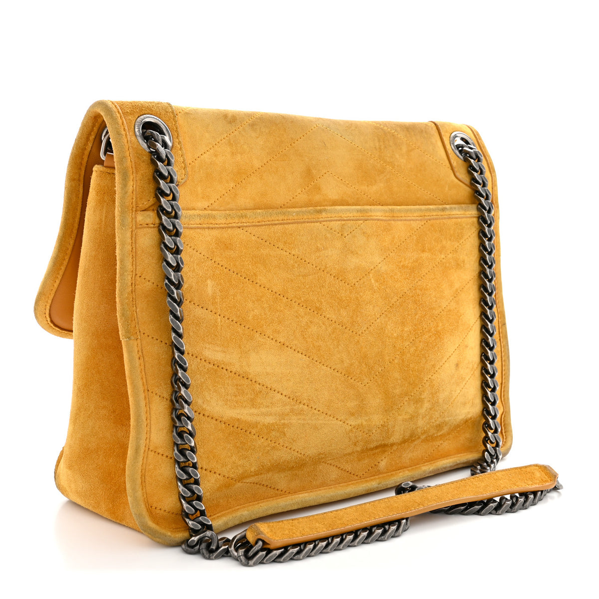 Saint Laurent Suede Monogram Medium Niki Chain Satchel Cheddar 3 of 15