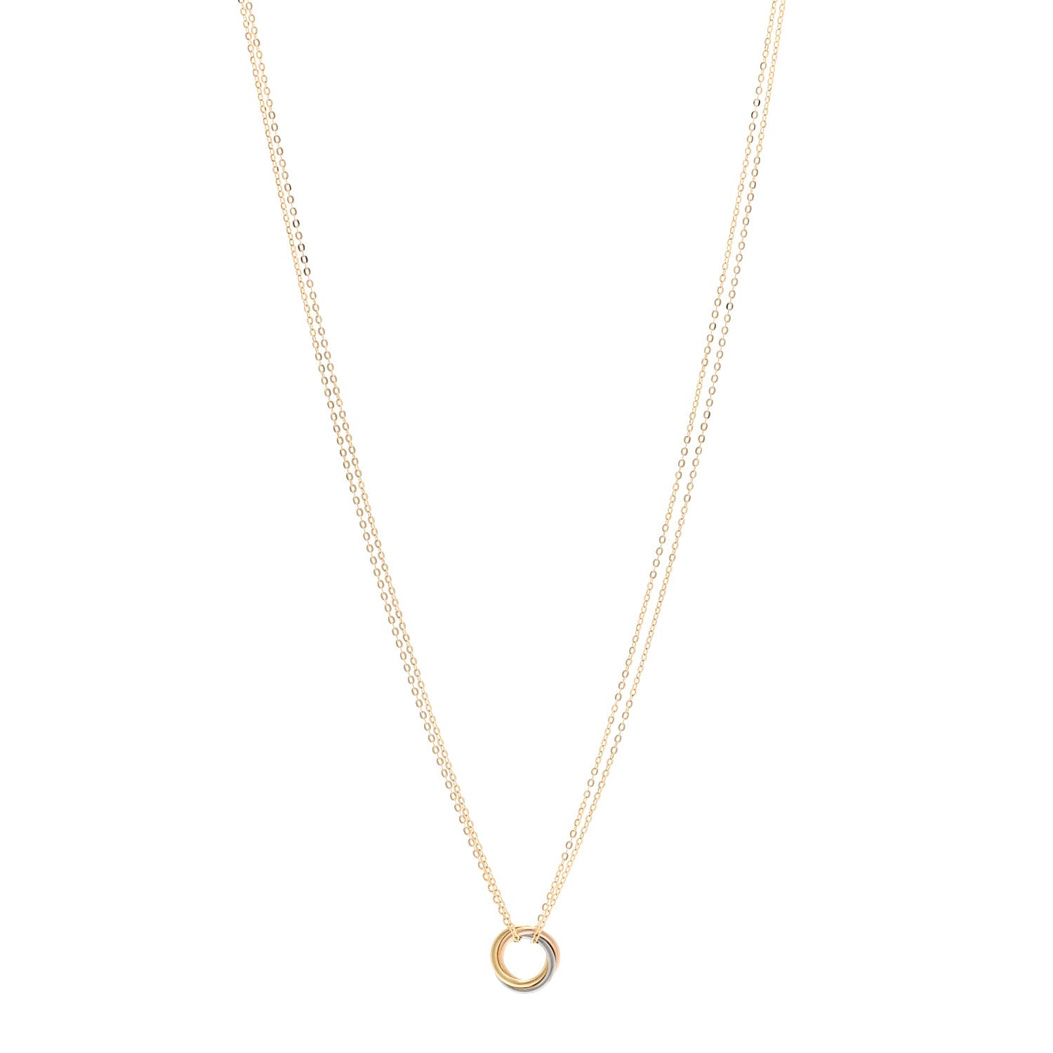 Cartier 18K Pink Yellow White Gold Trinity Double Chain Pendant Necklace 1 of 5