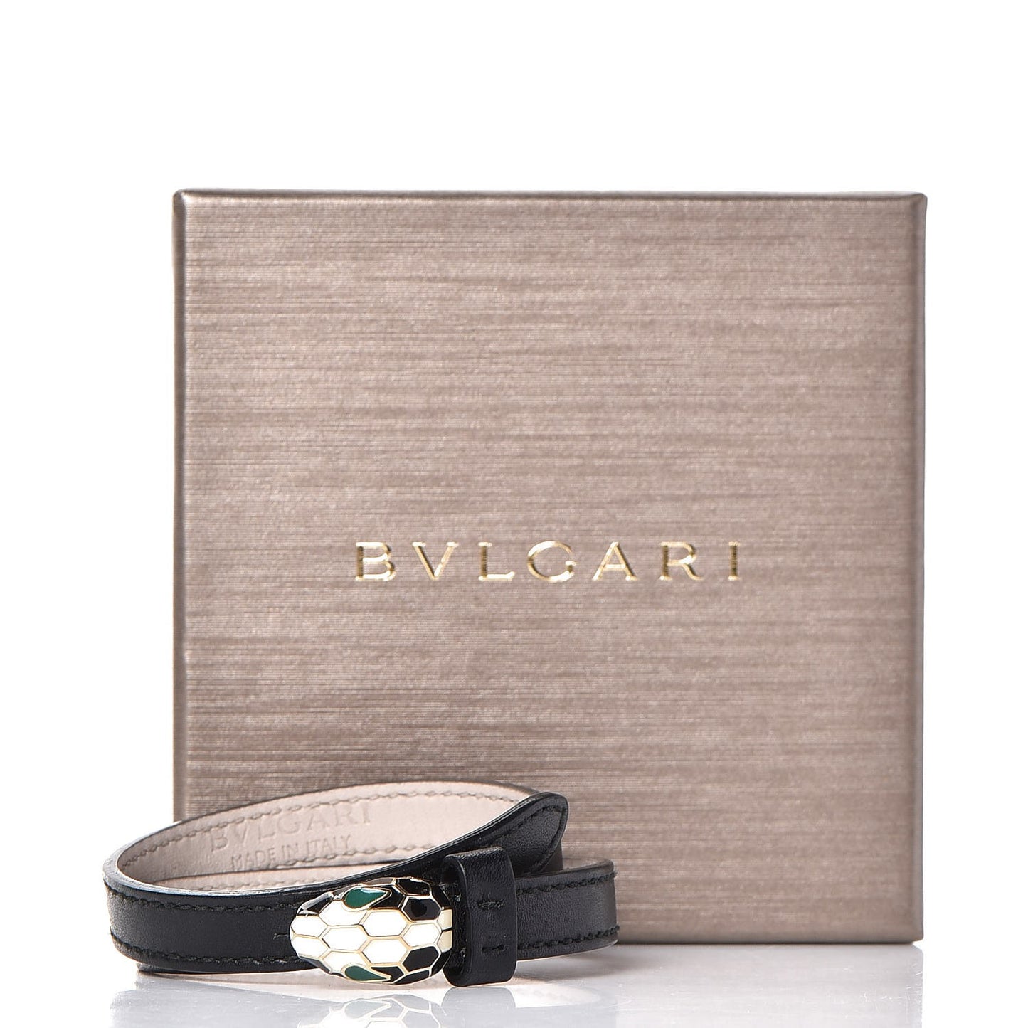 Calfskin Serpenti Forever Double Coil Bracelet M Black