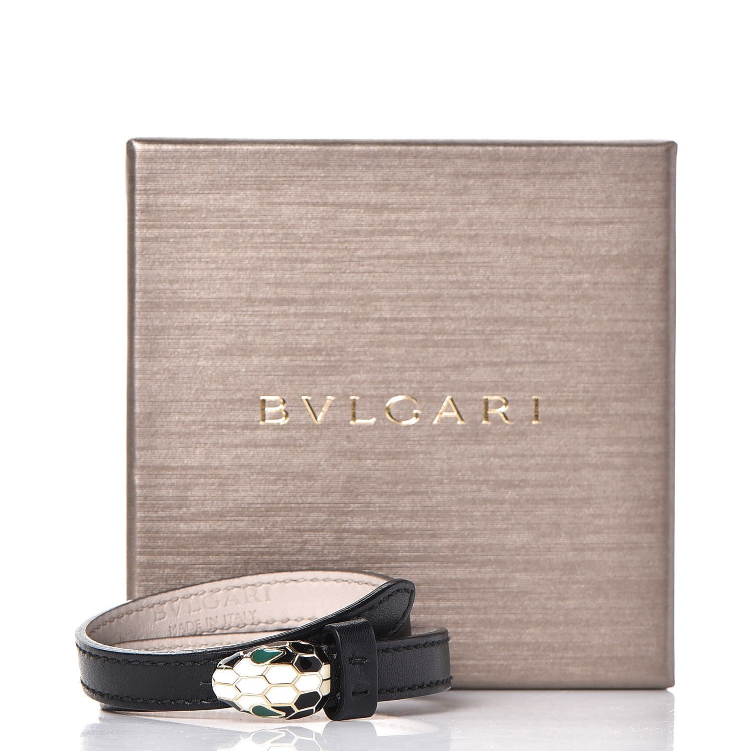 Bulgari Calfskin Serpenti Forever Double Coil Bracelet M Black 6 of 6