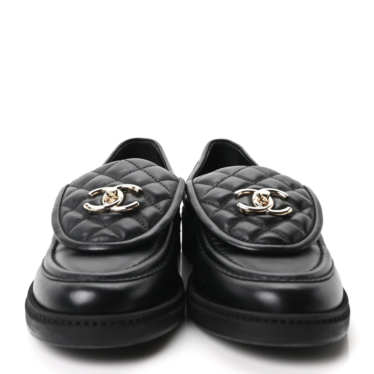 Lambskin Quilted CC Turnlock Loafers 39.5 Black