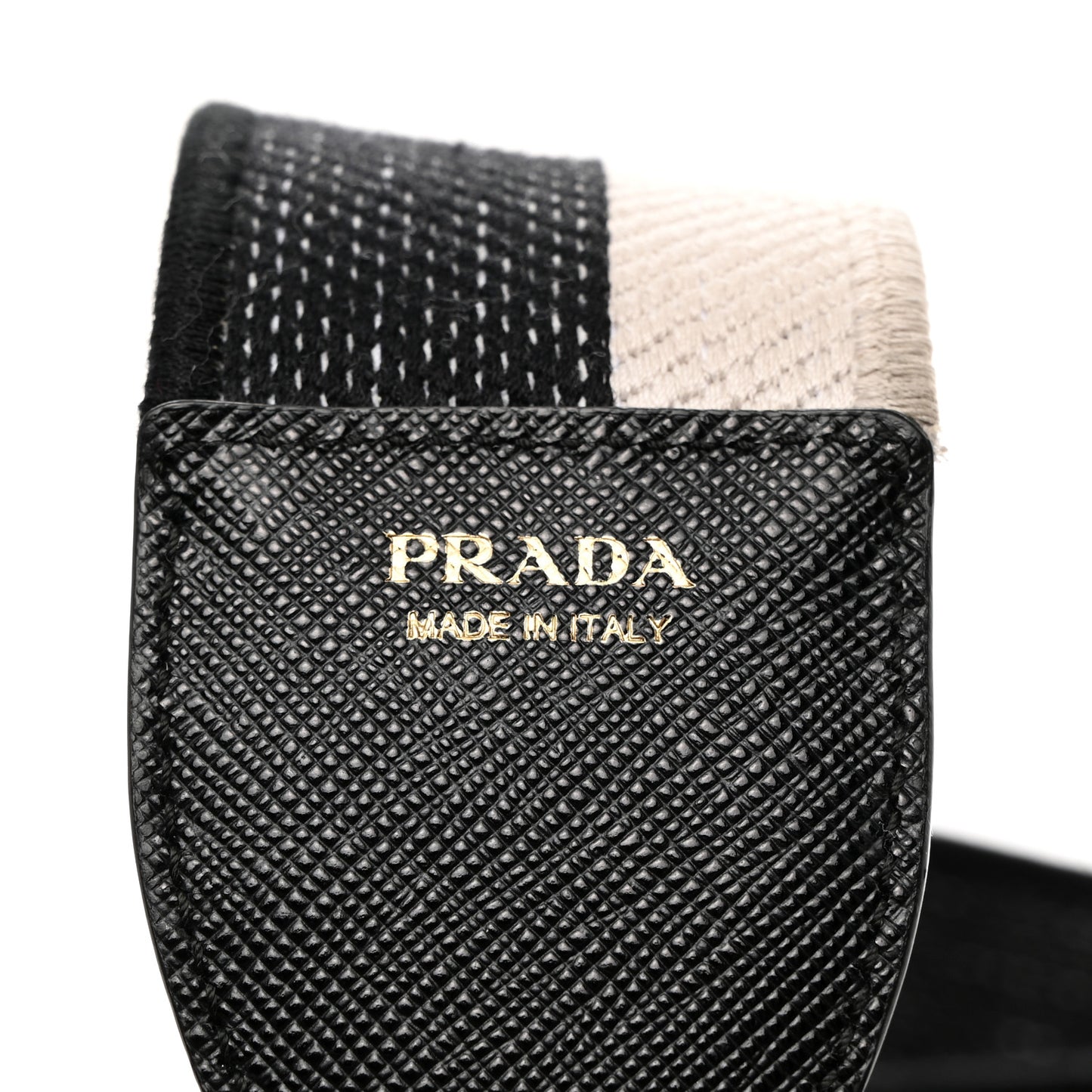 Canvas Calfskin Logo Shoulder Strap Black Beige