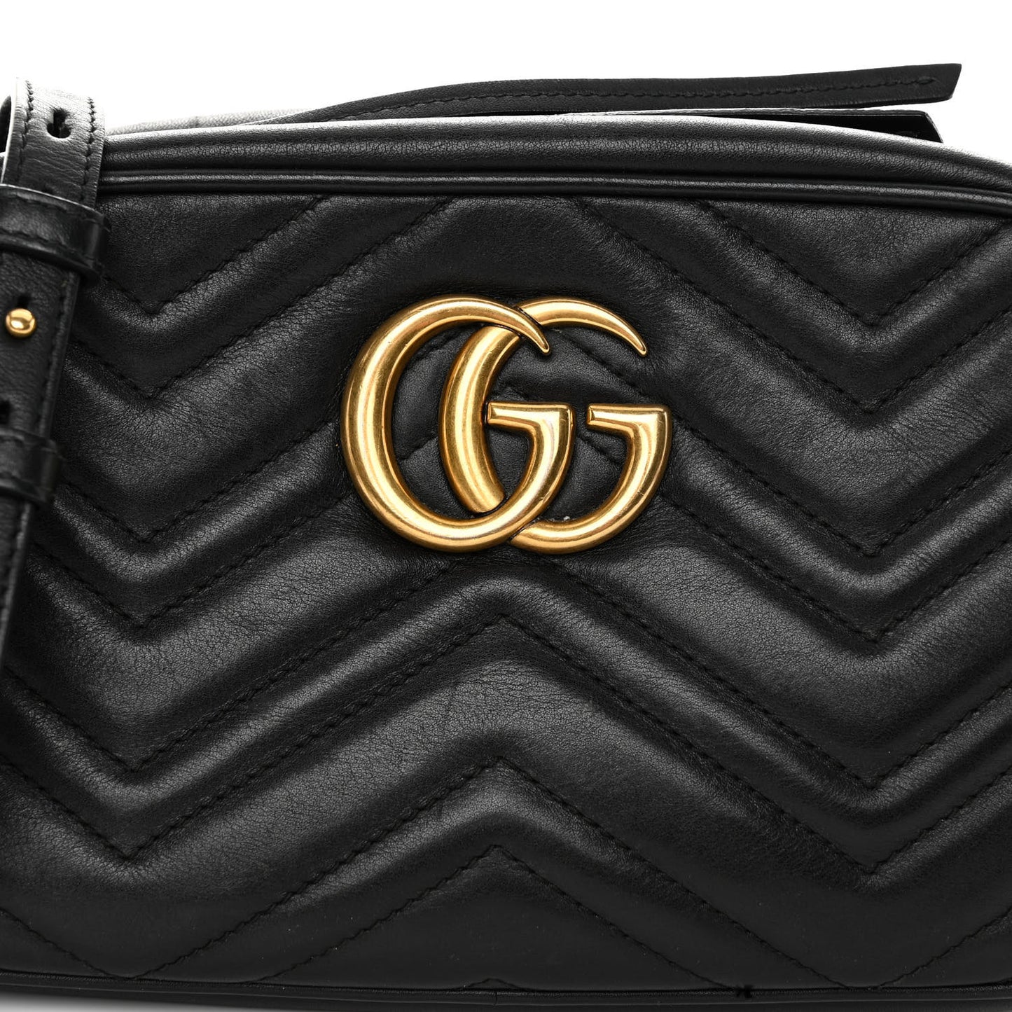 Calfskin Matelasse Small GG Marmont Chain Shoulder Bag Black