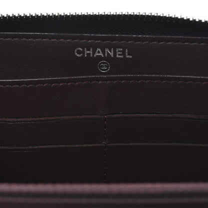 Chanel Lambskin Quilted Large Gusset Zip Around Wallet Black 6 of 8