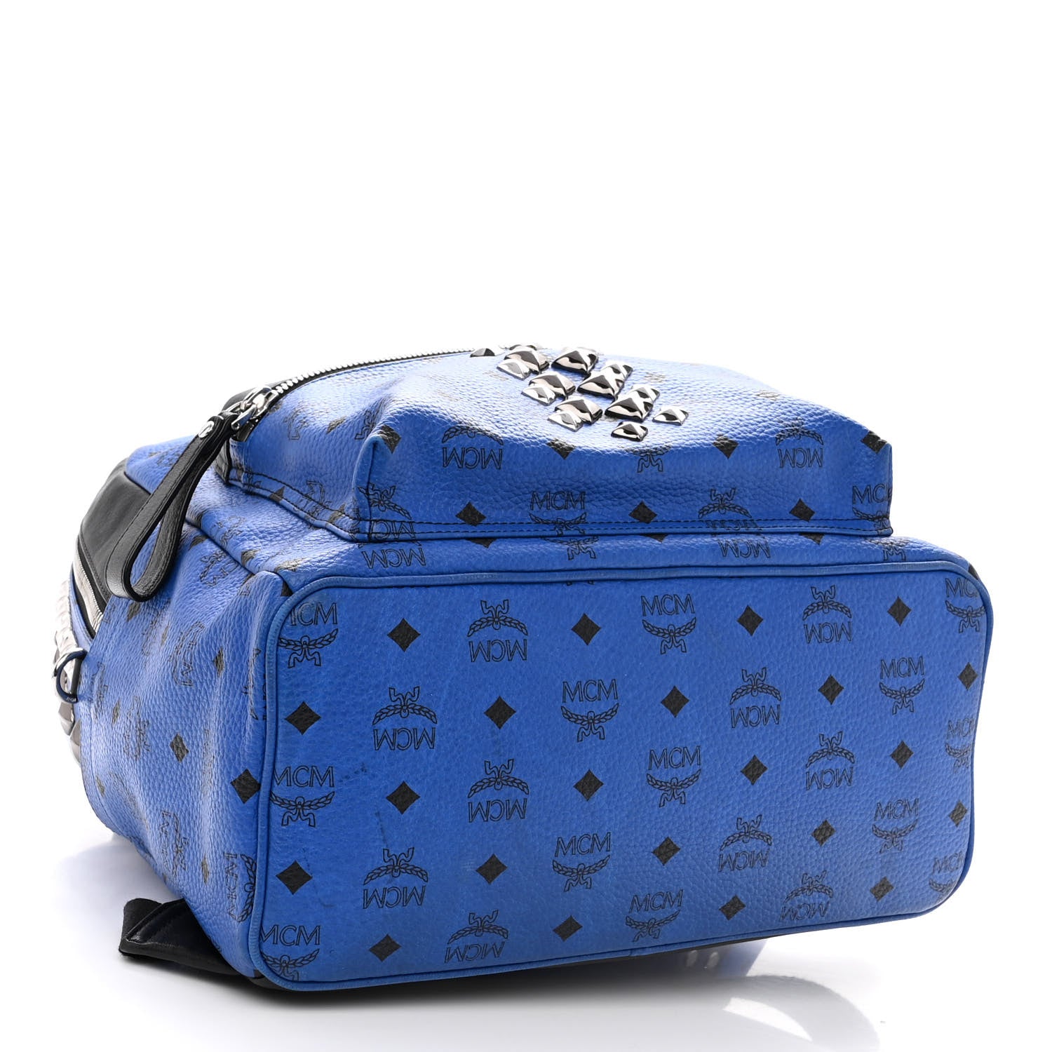 MCM Visetos Studded Colorblock Stark Brock Backpack Blue 4 of 10