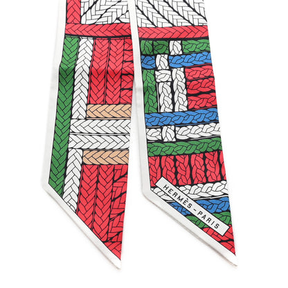 Hermes Silk Tresses H Twilly Rouge White Vert 2 of 3