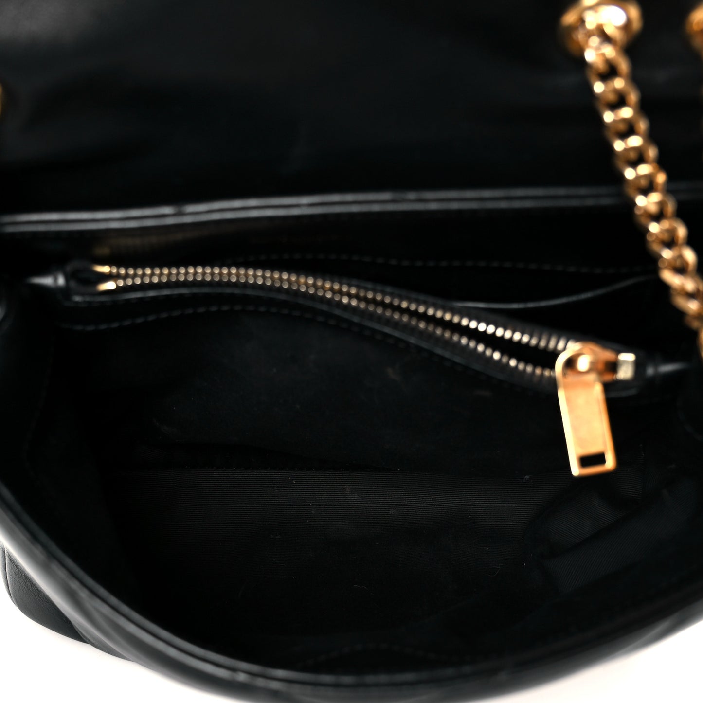 Calfskin Y Quilted Monogram Small Loulou Chain Satchel Black