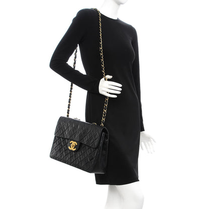 Chanel Lambskin Quilted XL Jumbo Single Flap Black 2 of 14