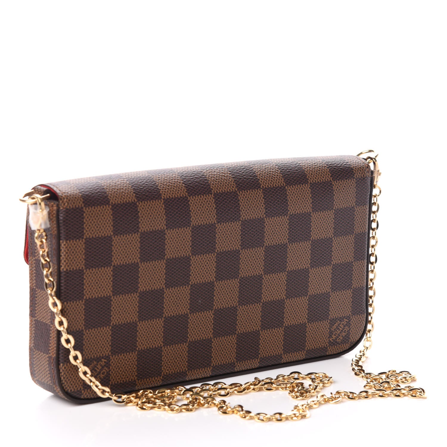Louis Vuitton Damier Ebene Pochette Felicie Chain Wallet 3 of 9