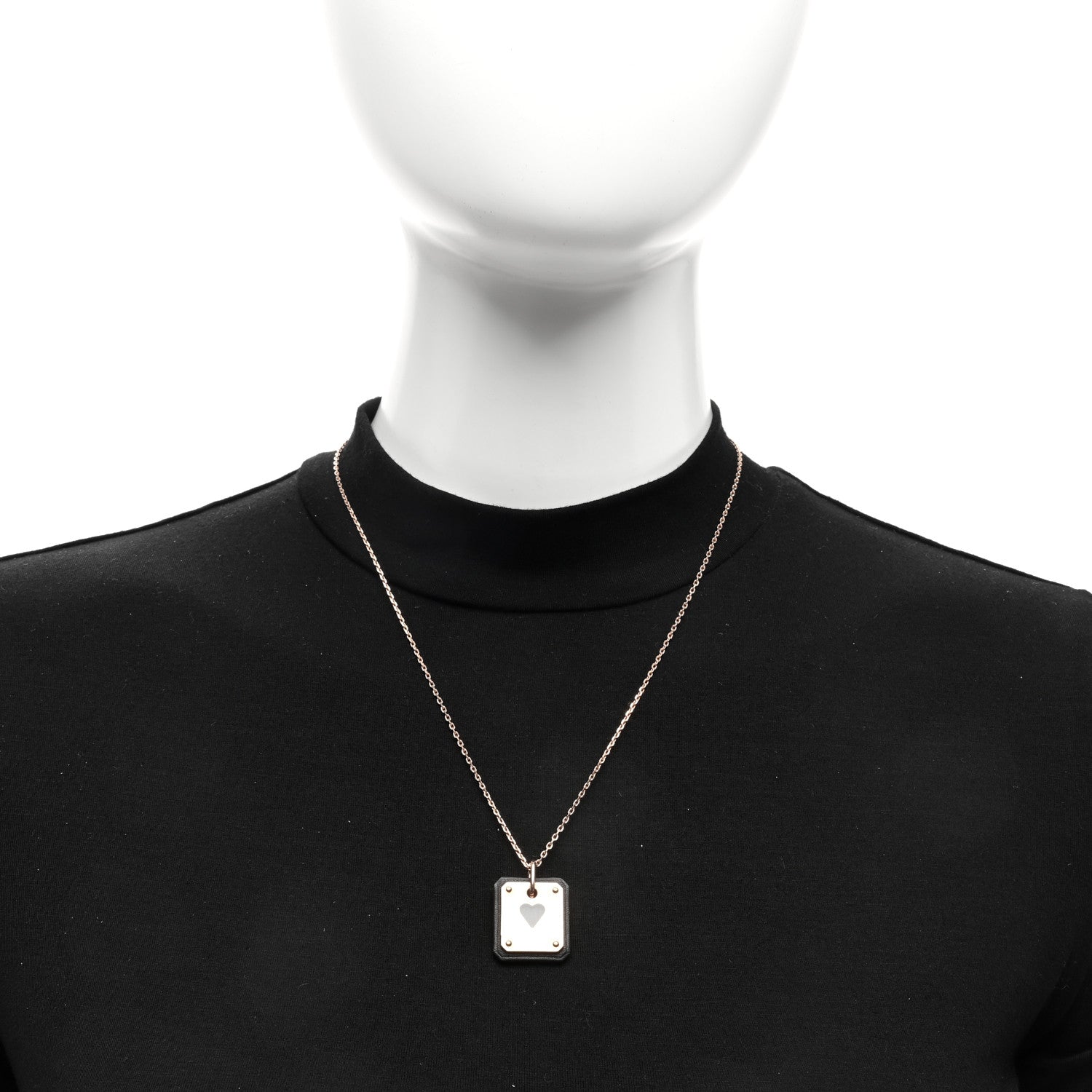 Hermes Rose Gold Plated Swift As De Coeur Necklace Black 2 of 6