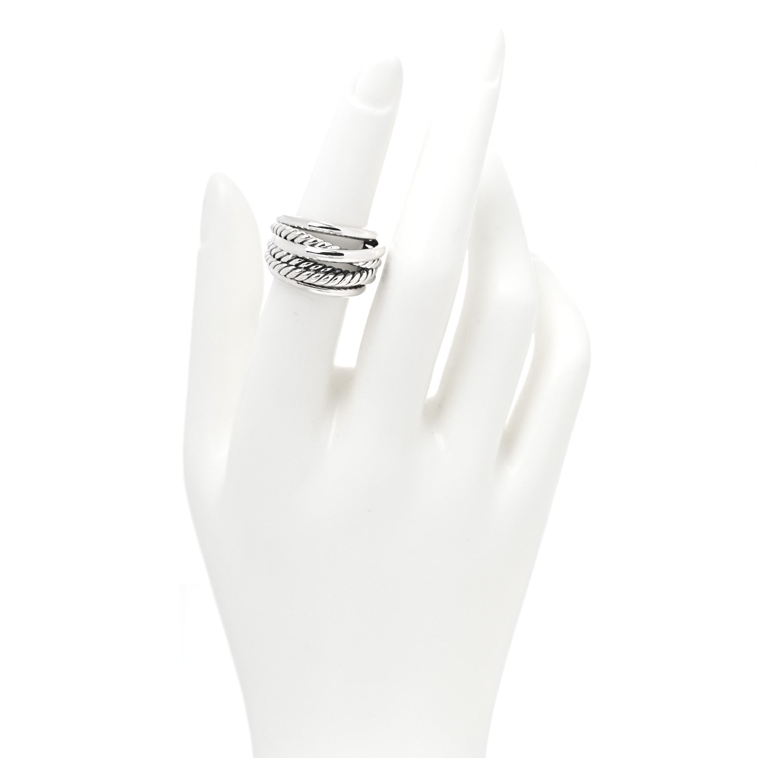 David Yurman Sterling Silver 15mm Narrow Crossover Cable Ring 51 5.75 2 of 4