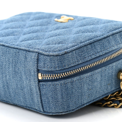 Chanel Denim Quilted CC Pearl Crush Camera Case Blue 10 of 11
