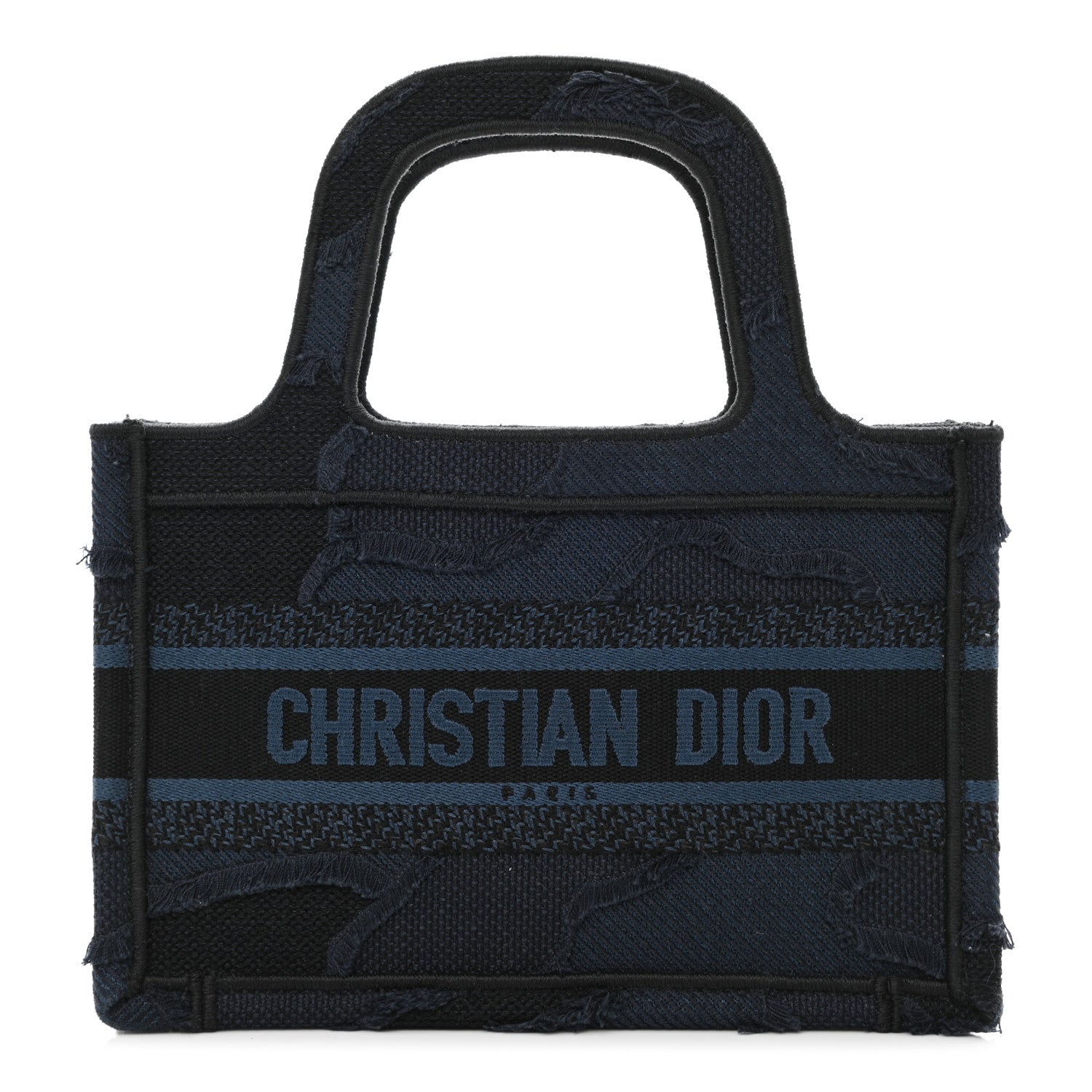 Christian Dior Canvas Embroidered Camouflage Mini Book Tote Blue 1 of 11
