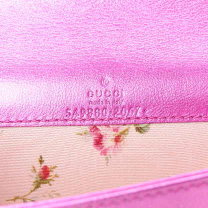 Gucci Metallic Calfskin Matelasse Crystal GG Marmont Mini Bag Fuchsia 6 of 10