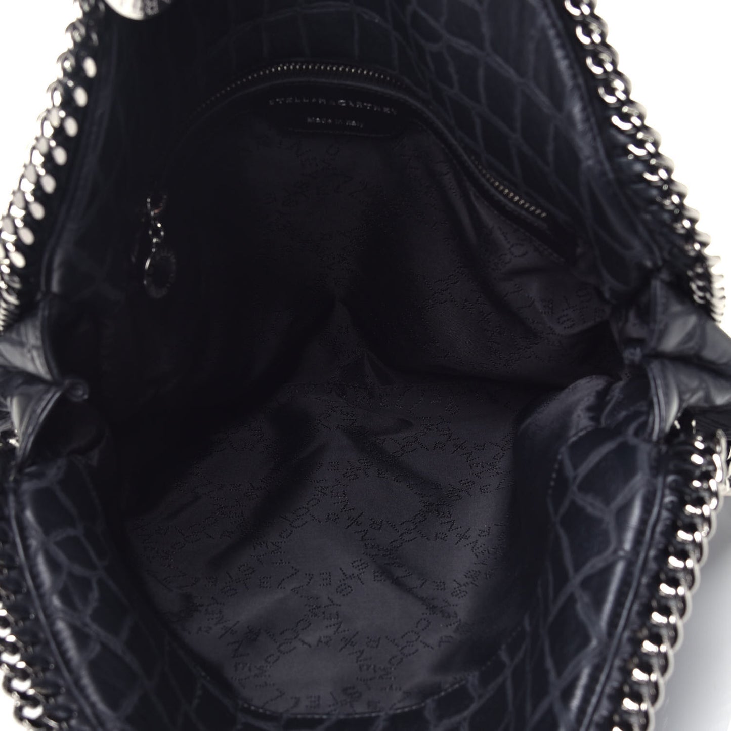 Crocodile Embossed Falabella Fold Over Tote Black