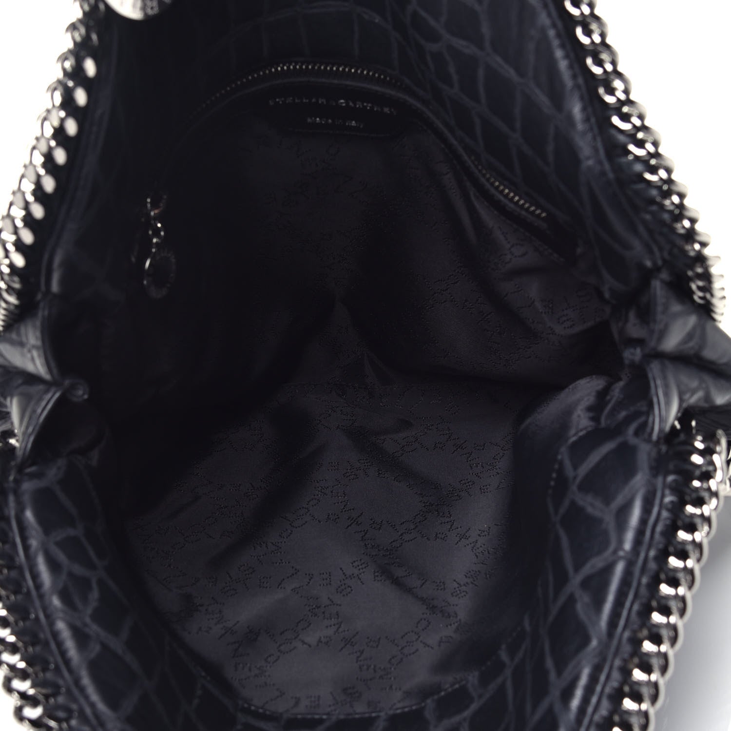 Stella McCartney Crocodile Embossed Falabella Fold Over Tote Black 6 of 10