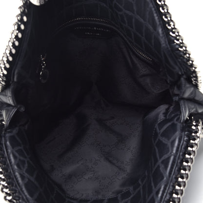 Stella McCartney Crocodile Embossed Falabella Fold Over Tote Black 6 of 10