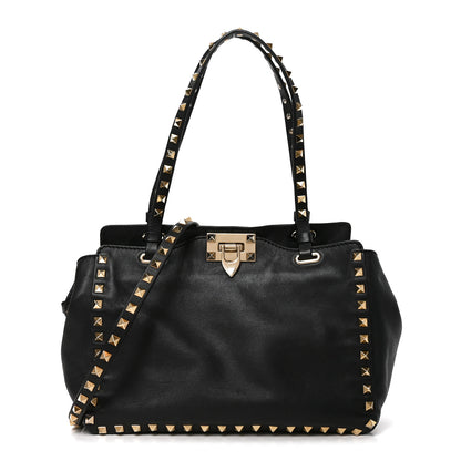 Valentino Garavani Vitello Small Rockstud Double Handle Tote Black 1 of 9