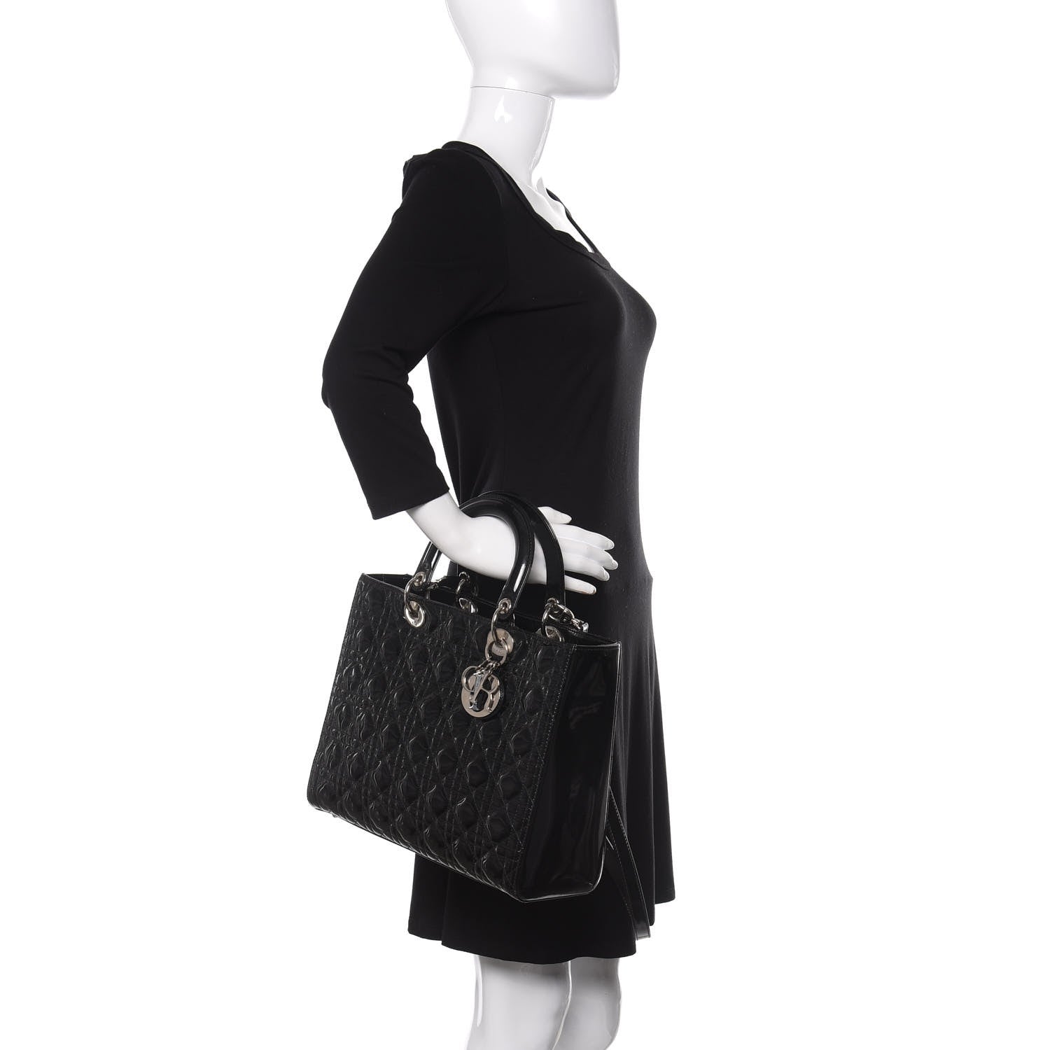 Christian Dior Patent Cannage Large Lady Dior Black 3 of 12