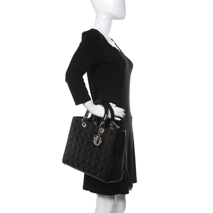 Christian Dior Patent Cannage Large Lady Dior Black 3 of 12