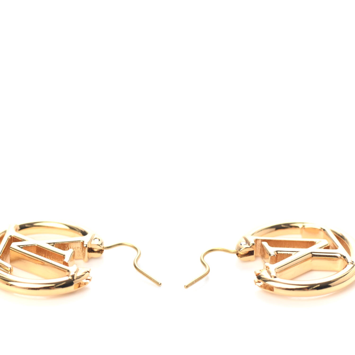 Louis Vuitton Metal Small Louise Hoop Earrings Gold 3 of 4