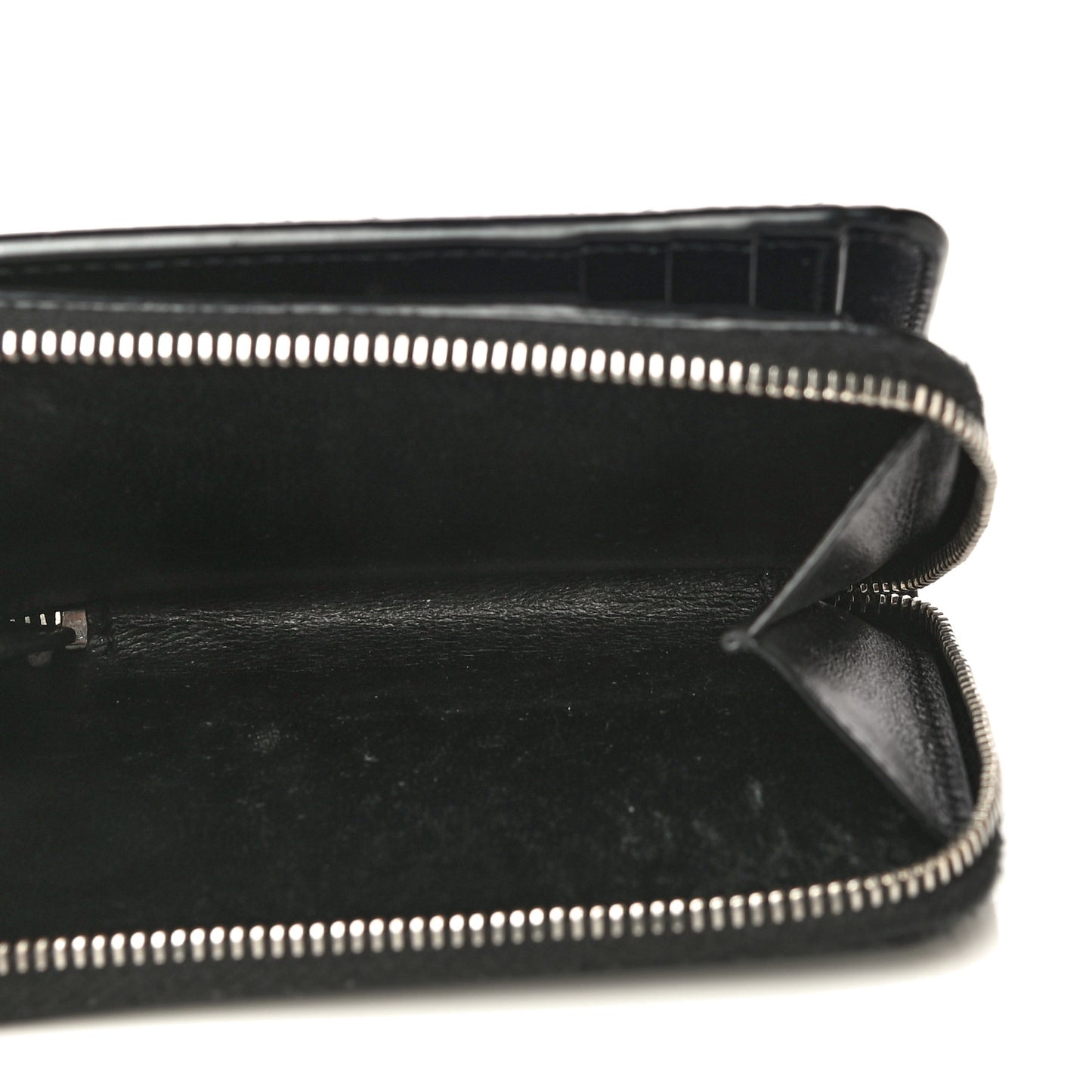 Calfskin Crocodile Embossed Monogram Compact Wallet Black
