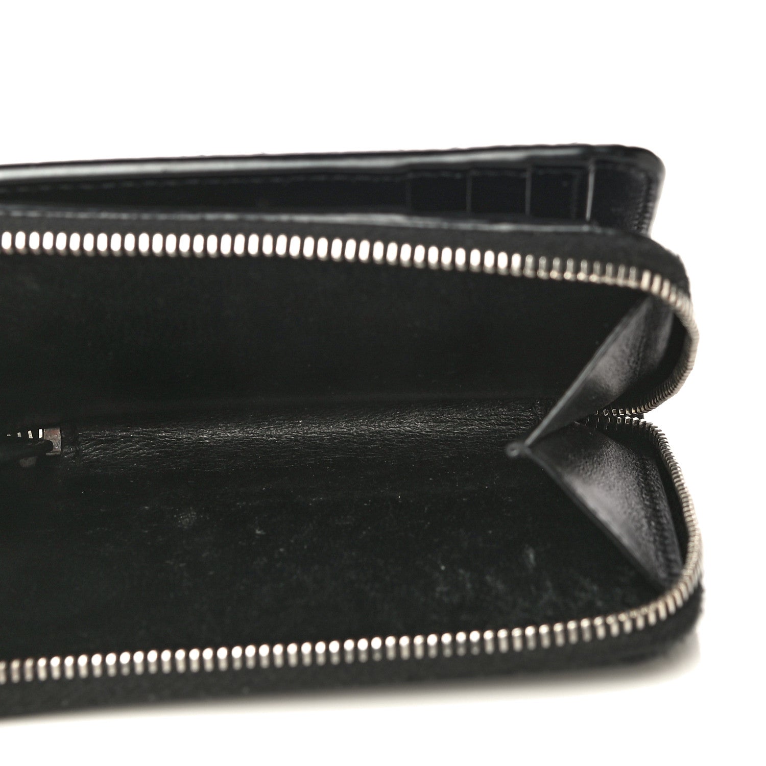 Saint Laurent Calfskin Crocodile Embossed Monogram Compact Wallet Black 6 of 13