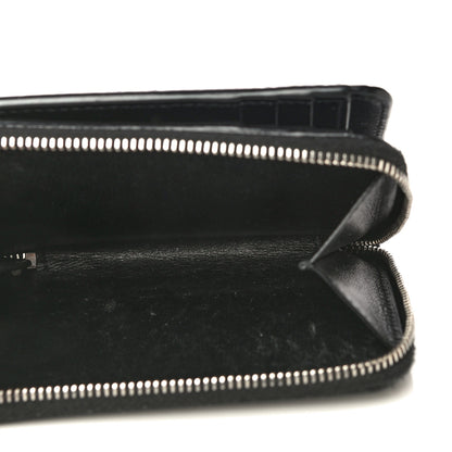 Saint Laurent Calfskin Crocodile Embossed Monogram Compact Wallet Black 6 of 13