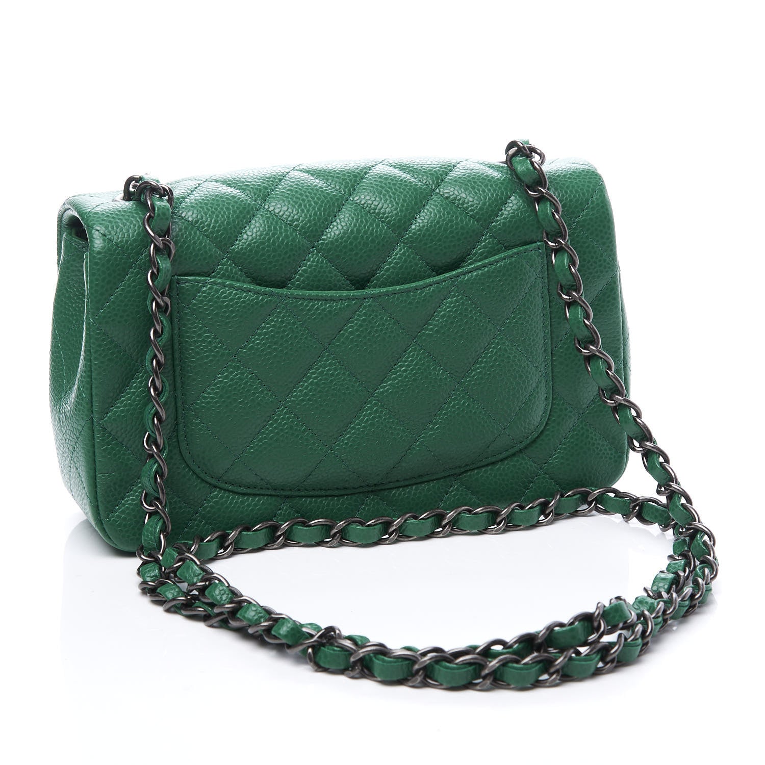 Chanel Caviar Quilted Mini Rectangular Flap Green 2 of 10